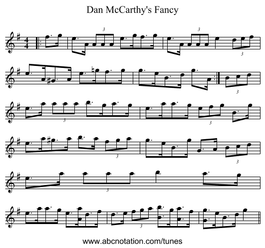 Dan McCarthy's Fancy - staff notation