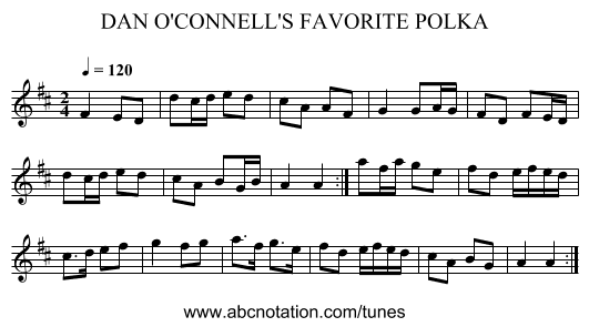 DAN O'CONNELL'S FAVORITE POLKA - staff notation