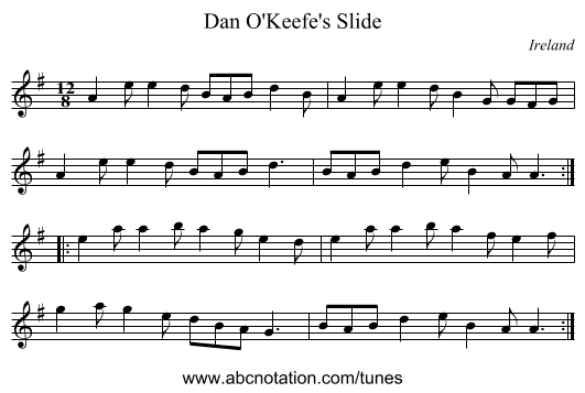 Dan O'Keefe's Slide - staff notation