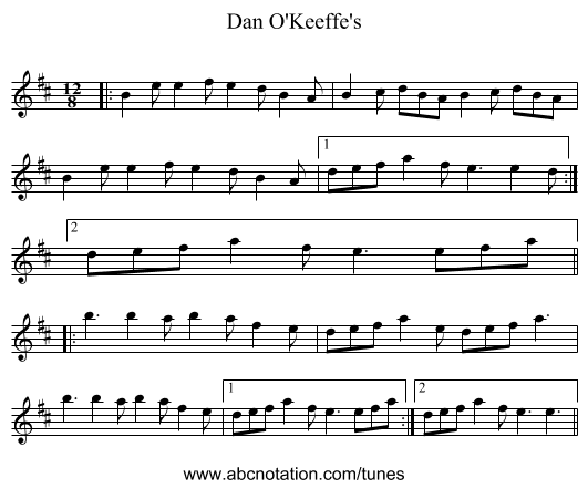 Dan O'Keeffe's - staff notation