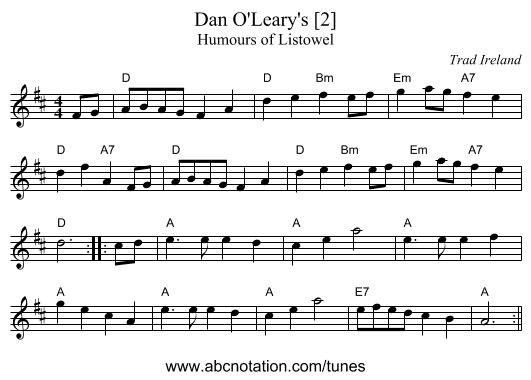 Dan O'Leary's [2] - staff notation