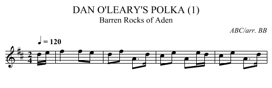 DAN O'LEARY'S POLKA (1) - staff notation