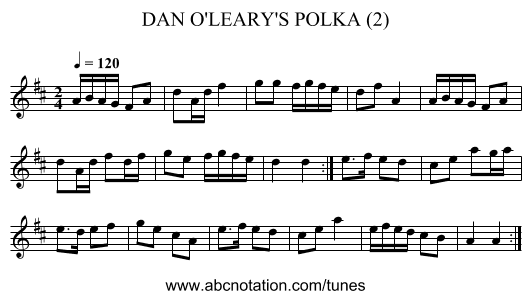 DAN O'LEARY'S POLKA (2) - staff notation