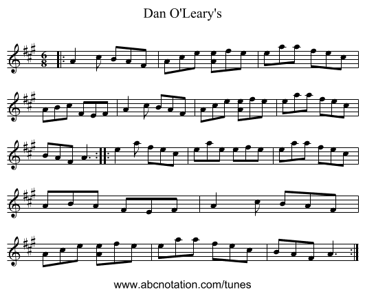 Dan O'Leary's - staff notation