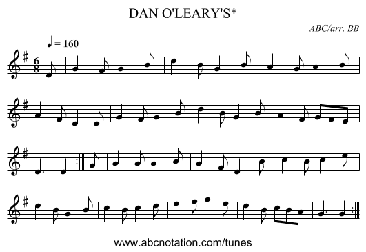 DAN O'LEARY'S* - staff notation