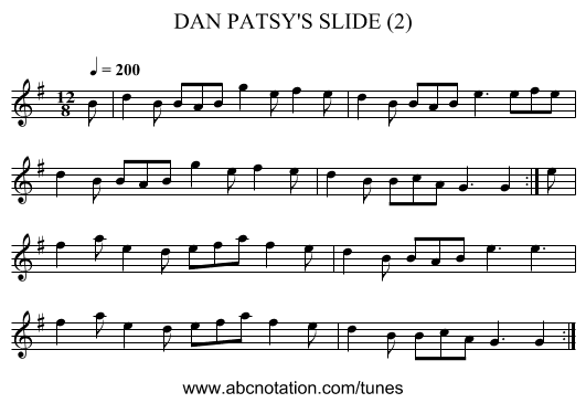 DAN PATSY'S SLIDE (2) - staff notation