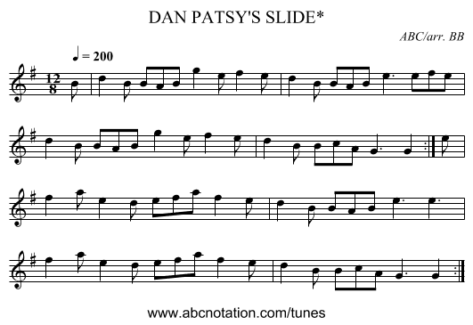 DAN PATSY'S SLIDE* - staff notation