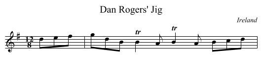 Dan Rogers' Jig - staff notation