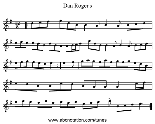Dan Roger's - staff notation