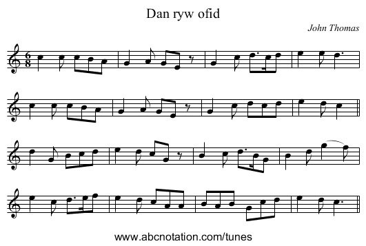 Dan ryw ofid - staff notation