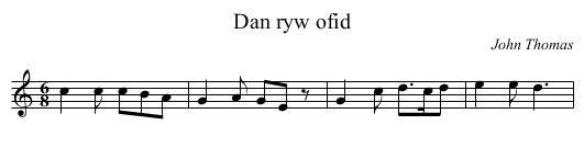 Dan ryw ofid - staff notation