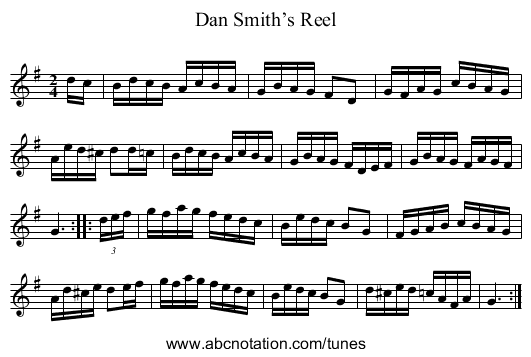 Dan Smith’s Reel - staff notation