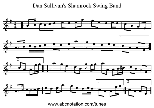 Dan Sullivan's Shamrock Swing Band - staff notation