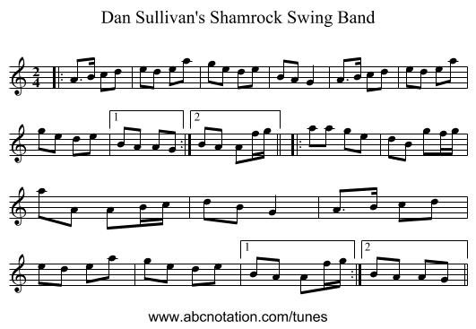 Dan Sullivan's Shamrock Swing Band - staff notation