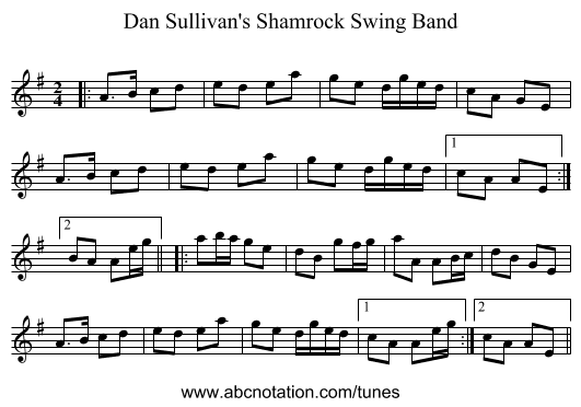 Dan Sullivan's Shamrock Swing Band - staff notation