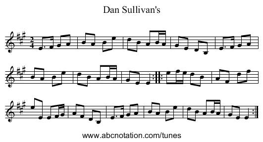 Dan Sullivan's - staff notation