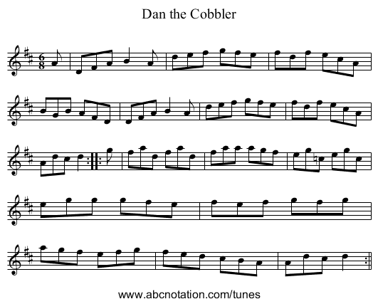 Dan the Cobbler - staff notation