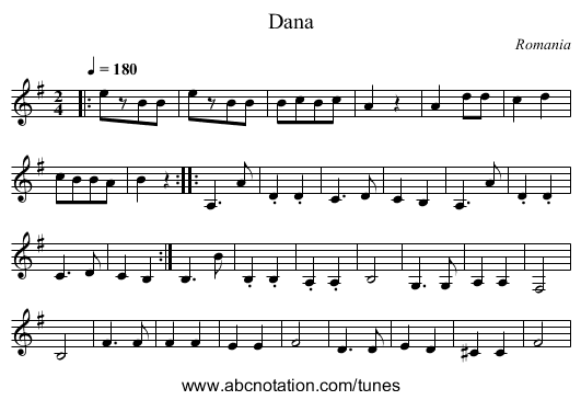 Dana - staff notation