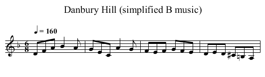 Danbury Hill (simplified B music) - staff notation