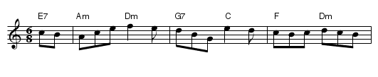 Danbury Hill - staff notation