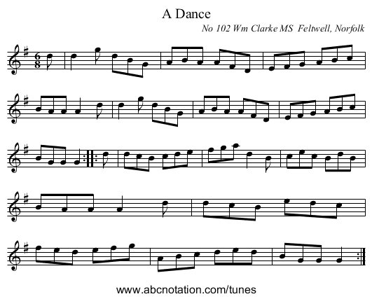 Dance, A - staff notation