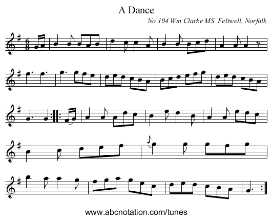 Dance, A - staff notation