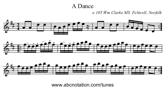 Dance, A - staff notation