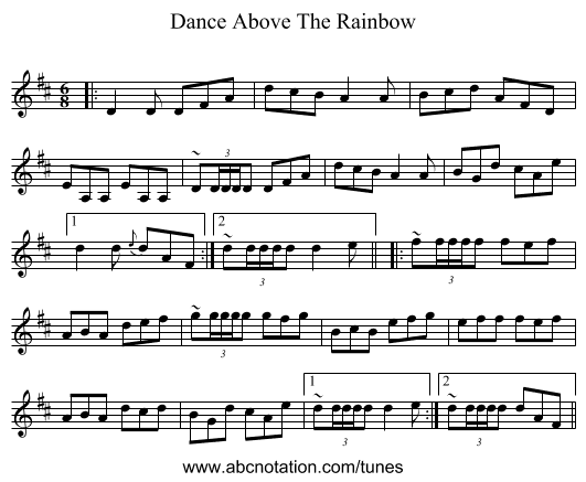 Dance Above The Rainbow - staff notation