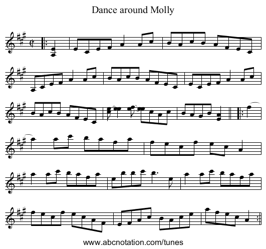 Dance around Molly - staff notation