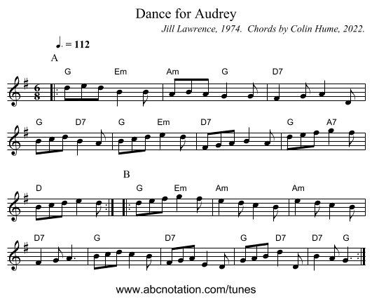 Dance for Audrey - staff notation