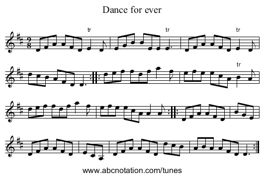 Dance for ever - staff notation