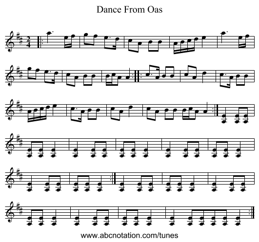 Dance From Oas - staff notation