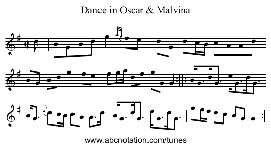 Dance in Oscar & Malvina - staff notation