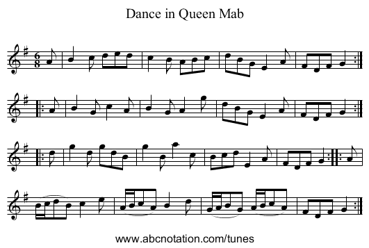 Dance in Queen Mab - staff notation