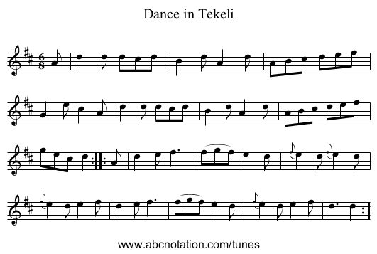 Dance in Tekeli - staff notation