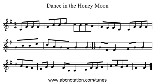 Dance in the Honey Moon - staff notation