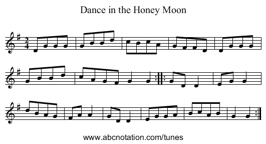Dance in the Honey Moon - staff notation