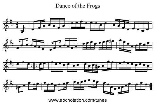 Dance of the Frogs - staff notation
