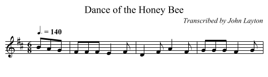 Dance of the Honey Bee - staff notation
