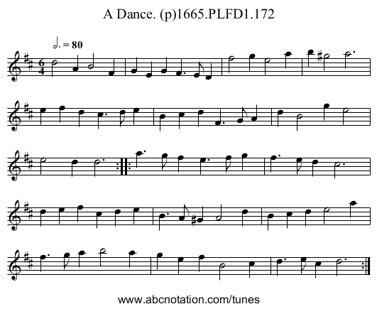 Dance. (p)1665.PLFD1.172, A - staff notation
