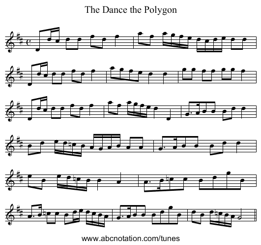 Dance the Polygon, The - staff notation