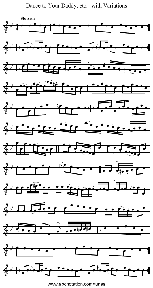 Dance to Your Daddy, etc.--with Variations - staff notation