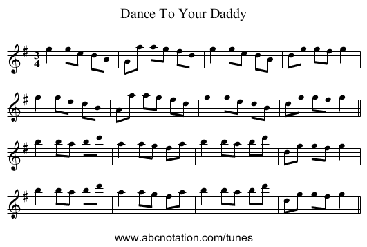 Dance To Your Daddy - staff notation