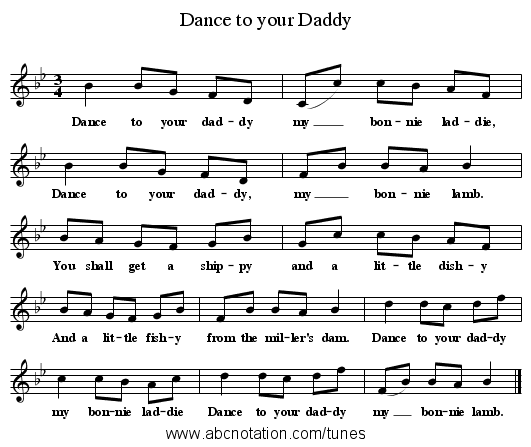 Dance to your Daddy - staff notation