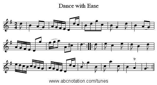 Dance with Ease - staff notation