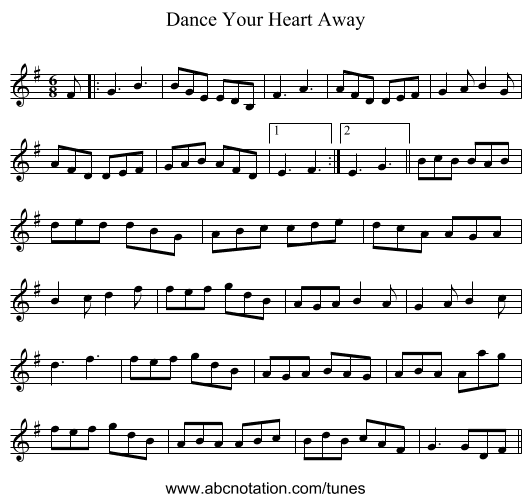Dance Your Heart Away - staff notation