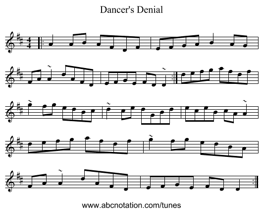 Dancer's Denial - staff notation