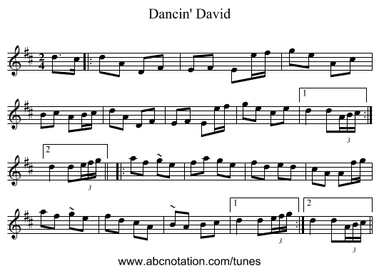 Dancin' David - staff notation