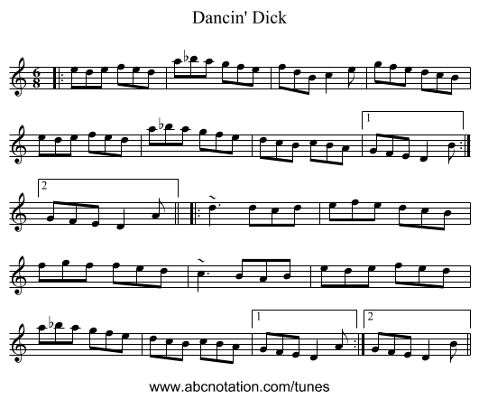 Dancin' Dick - staff notation