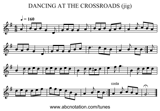 DANCING AT THE CROSSROADS (jig) - staff notation